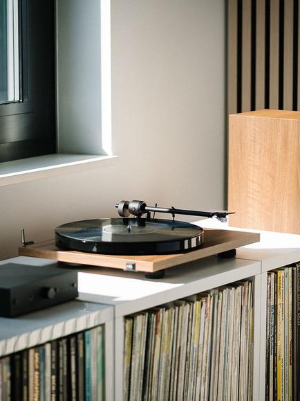 Pro-Ject Stereo Set E1 Turntable Set with Speaker Box 5E Speakers & Stereo Box E, Walnut - view 2, Walnut