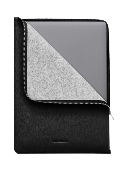 WOOLNUT Leather Folio for 16” MacBook Pro, Black, Black