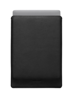 WOOLNUT Leather Sleeve for 16" MacBook Pro, Black, Black