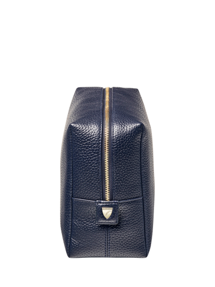 Aspinal of London Large Leather Cosmetic Case, Navy - view 2, Navy