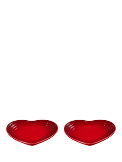 Le Creuset Stoneware Heart Plates, Set of 2, 14cm, Cerise, Cerise
