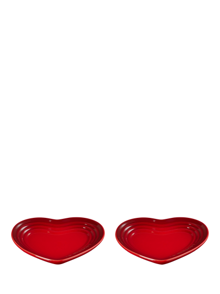 Le Creuset Stoneware Heart Plates, Set of 2, 14cm, Cerise, Cerise