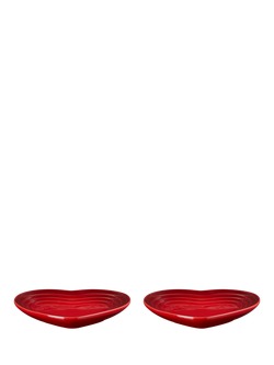 Le Creuset Stoneware Heart Plates, Set of 2, 14cm, Cerise - view 2, Cerise