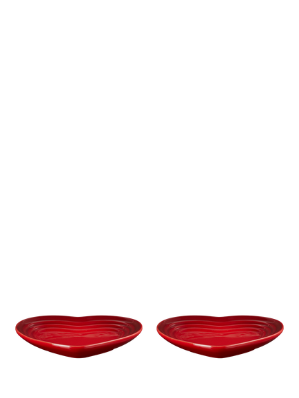 Le Creuset Stoneware Heart Plates, Set of 2, 14cm, Cerise - view 2, Cerise