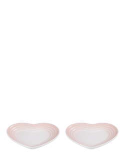 Le Creuset Stoneware Heart Plates, Set of 2, 14cm, Shell Pink, Shell Pink