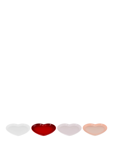 Le Creuset Stoneware Heart Plates, Set of 4, 23cm, Multi, Multi