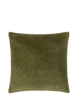 MADE Bailey Brushed Cotton Velvet Cushion, Green, Green