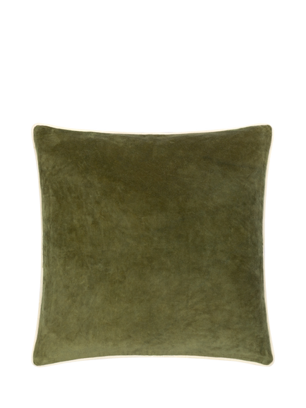 MADE Bailey Brushed Cotton Velvet Cushion, Green, Green