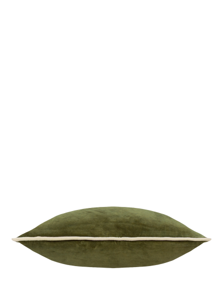 MADE Bailey Brushed Cotton Velvet Cushion, Green - view 2, Green