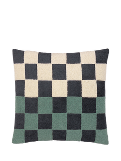 MADE Checkerboard Boucle Cushion, Marine, Marine