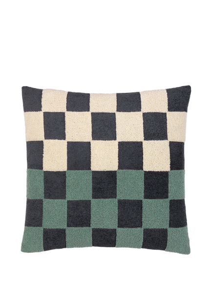 MADE Checkerboard Boucle Cushion, Marine, Marine