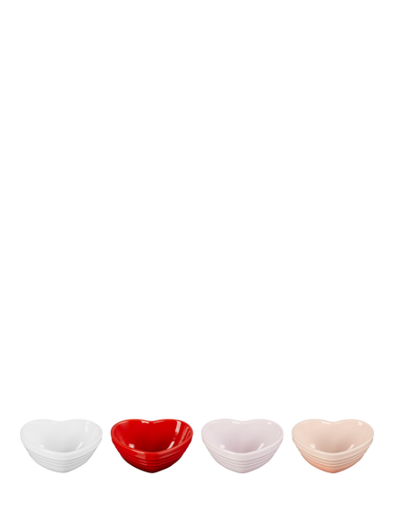 Le Creuset Stoneware Heart Bowls, Set of 4, 9cm, Multi, Mulit