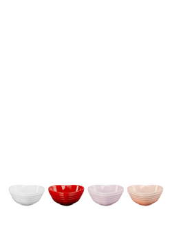 Le Creuset Stoneware Heart Bowls, Set of 4, 9cm, Multi - view 2, Mulit