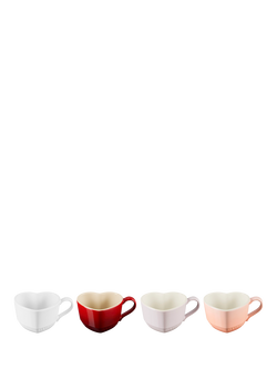 Le Creuset Stoneware Heart Mugs, Set of 4, 220ml, Multi - view 2, Multi