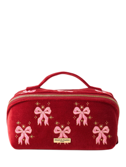 Elizabeth Scarlett Dazzling Bow Lay Flat Makeup Bag, Red, Red