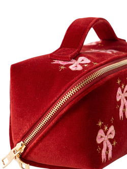 Elizabeth Scarlett Dazzling Bow Lay Flat Makeup Bag, Red - view 2, Red