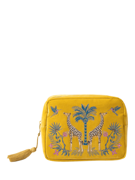 Elizabeth Scarlett Giraffe Palm Wash Bag, Yellow, Yellow