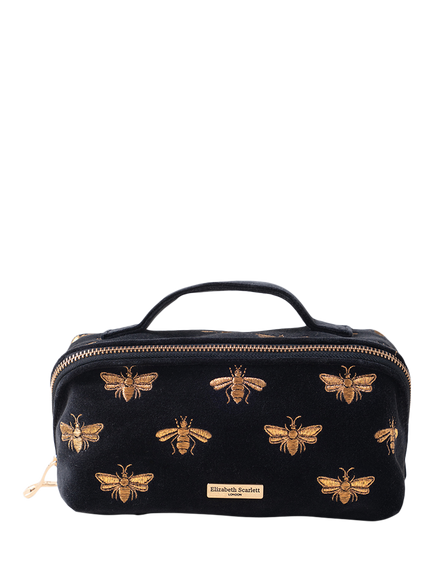 Elizabeth Scarlett Honey Bee Lay Flat Makeup Bag, Charcoal, Charcoal