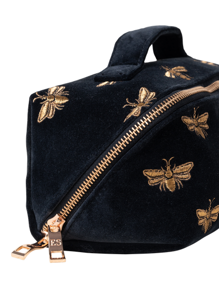 Elizabeth Scarlett Honey Bee Lay Flat Makeup Bag, Charcoal - view 2, Charcoal