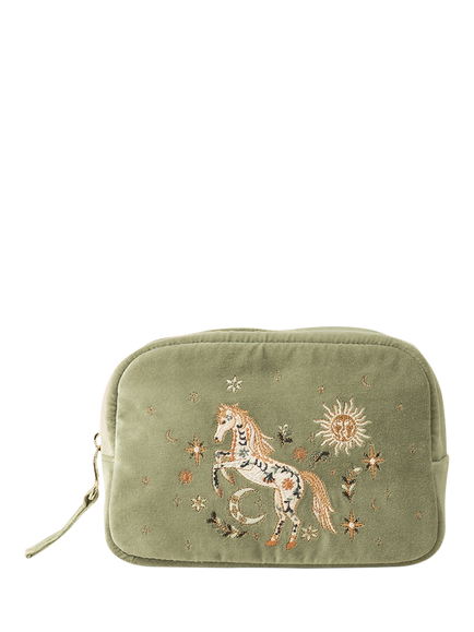 Elizabeth Scarlett Mystical Horse Makeup Bag, Green, Green