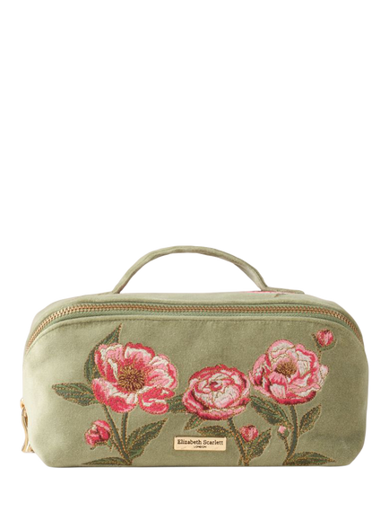 Elizabeth Scarlett Peony Lay Flat Makeup Bag, Sage, Sage