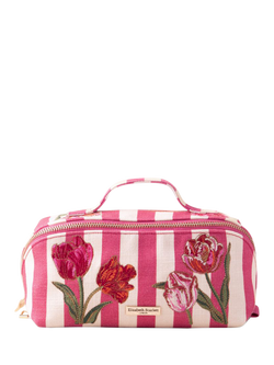 Elizabeth Scarlett Tulip Stripe Lay Flat Makeup Bag, Pink Stripe, Pink Stripe