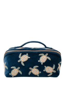 Elizabeth Scarlett Turtle Lay Flat Makeup Bag, Navy, Navy