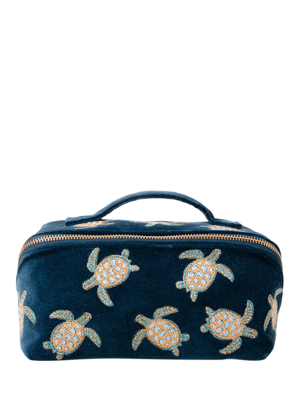 Elizabeth Scarlett Turtle Lay Flat Makeup Bag, Navy, Navy