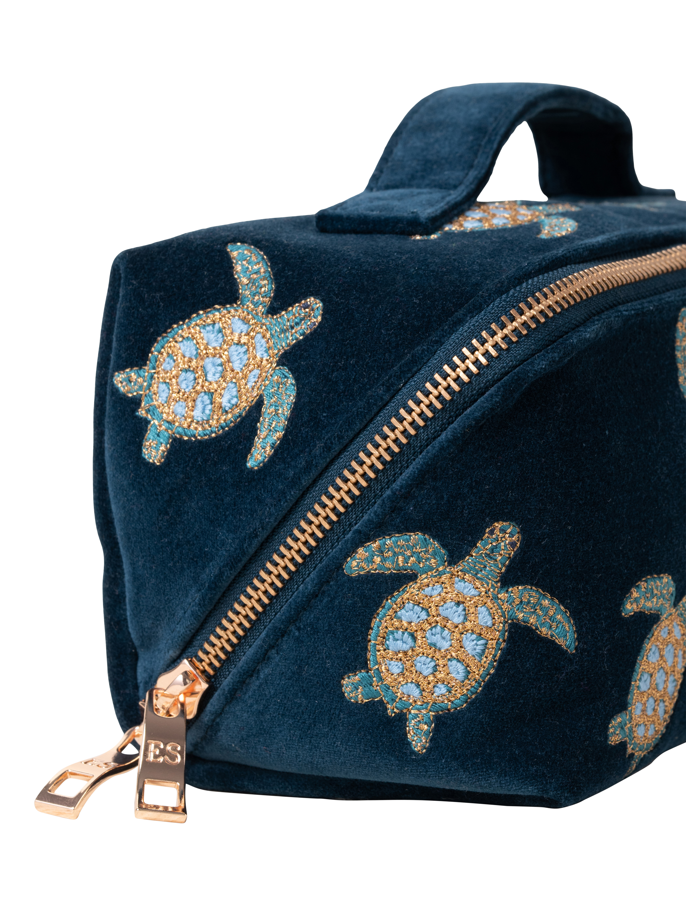 Product image 2 of 5, which shows Elizabeth Scarlett Turtle Lay Flat Makeup Bag, Navy