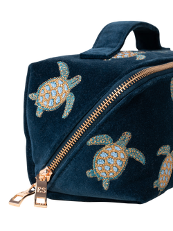 Elizabeth Scarlett Turtle Lay Flat Makeup Bag, Navy - view 2, Navy