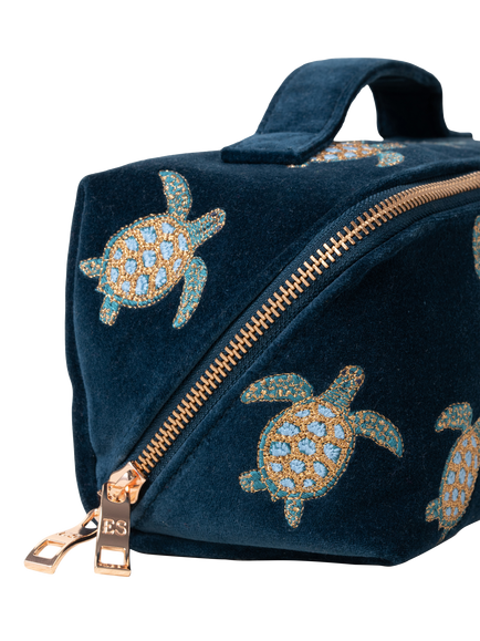 Elizabeth Scarlett Turtle Lay Flat Makeup Bag, Navy - view 2, Navy
