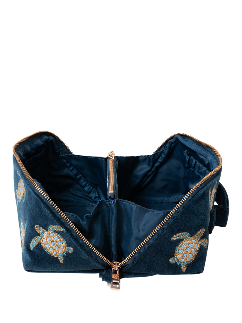 Product image 3 of 5, which shows Elizabeth Scarlett Turtle Lay Flat Makeup Bag, Navy