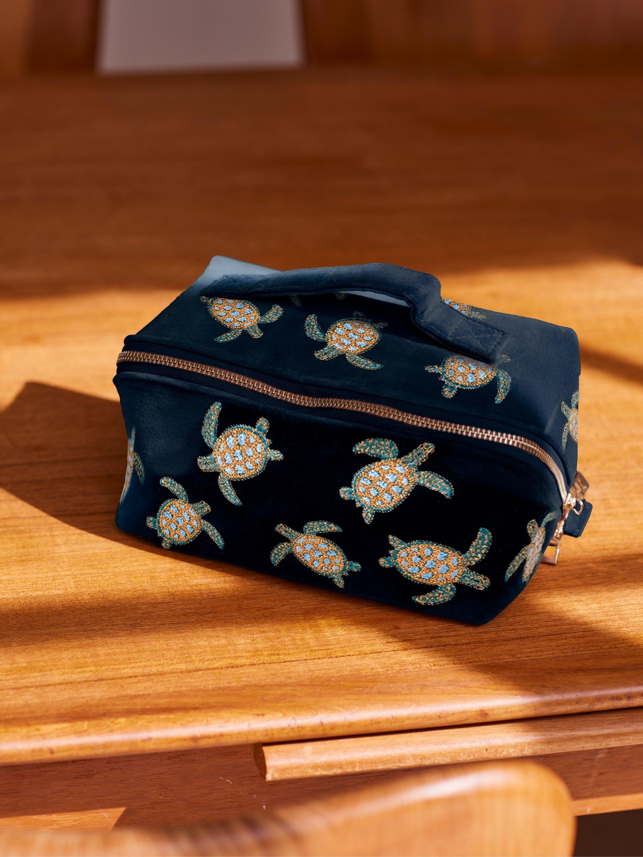 Product image 5 of 5, which shows Elizabeth Scarlett Turtle Lay Flat Makeup Bag, Navy