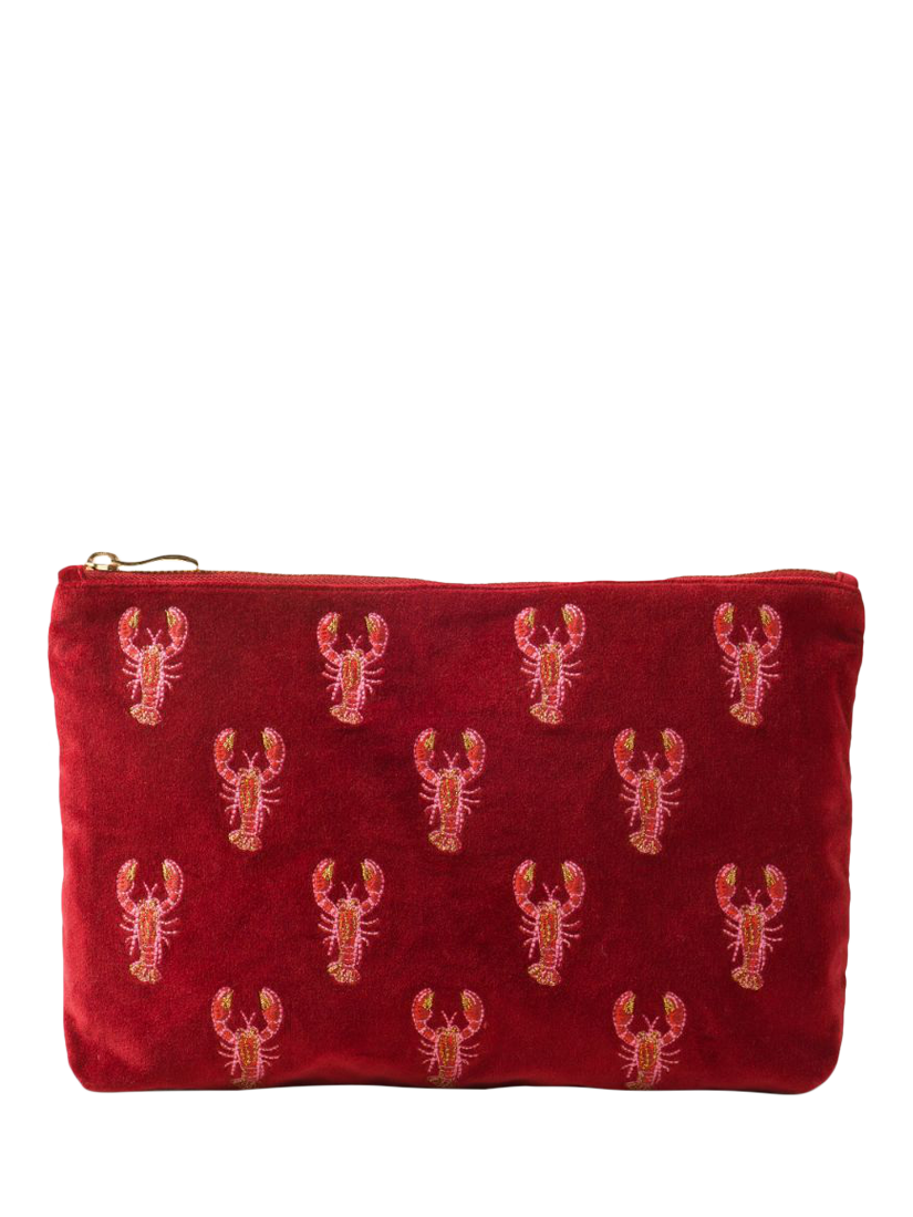 Product image 1 of 3, which shows Elizabeth Scarlett Lobster Everday Pouch, Red Multi