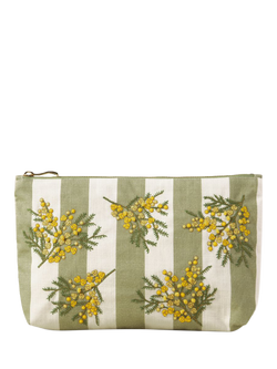 Elizabeth Scarlett Mimosa Stripe Everyday Pouch, Green Stripe, Green Stripe