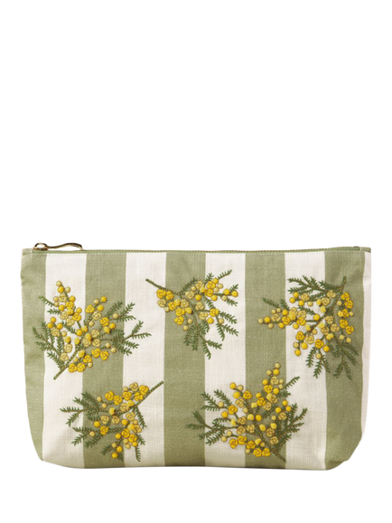 Elizabeth Scarlett Mimosa Stripe Everyday Pouch, Green Stripe, Green Stripe