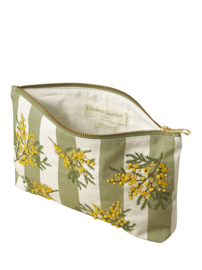 Elizabeth Scarlett Mimosa Stripe Everyday Pouch, Green Stripe