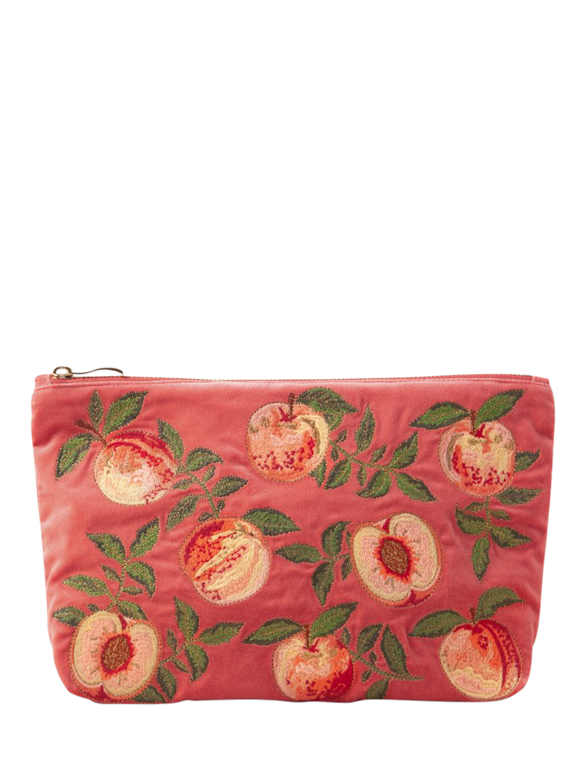 Elizabeth Scarlett Summer Peach Velvet Pouch, Spiced Coral