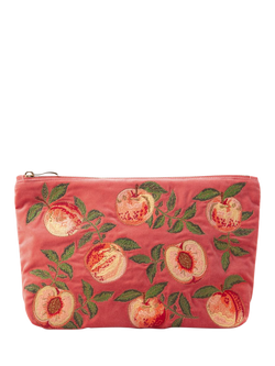 Elizabeth Scarlett Summer Peach Velvet Pouch, Spiced Coral, Spiced Coral