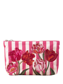 Elizabeth Scarlett Tulip Stripe Pouch, Pink Stripe, Pink Stripe