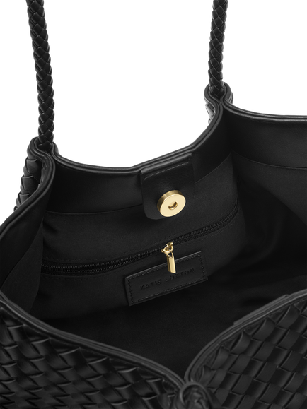 Katie Loxton Nova Woven Shoulder Bag, Black - view 2, Black