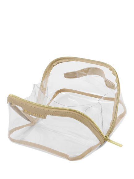 Katie Loxton Clear Lay Flat Makeup Bag, Light Taupe - view 2, Light Taupe