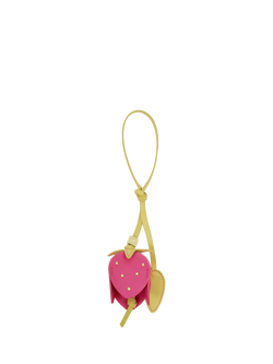 Katie Loxton Faux Leather Strawberry Bag Charm, Chartreuse Magenta, Chartreuse Magenta