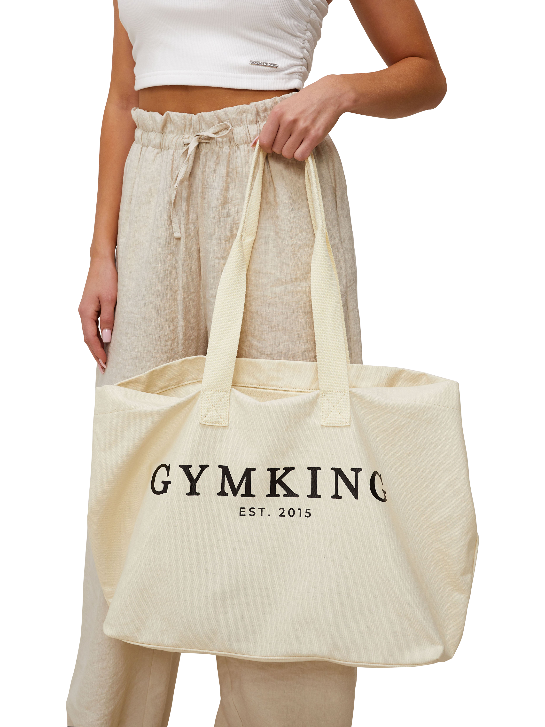 Product image 3 of 4, which shows Gym King Pure Cotton Established Tote Bag, Light Beige