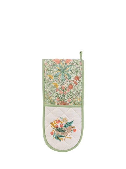 William Morris At Home Kitchen Garden Double Oven Glove, Green, Green