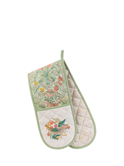 William Morris At Home Kitchen Garden Double Oven Glove, Green - view 2, Green