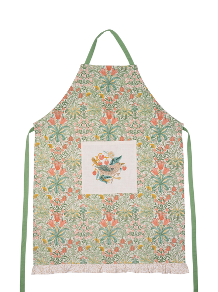 William Morris At Home Kitchen Garden Cotton Apron, Green, Multi