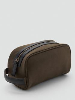Mango Leather Blend Wash Bag, Khaki - view 2, Khaki