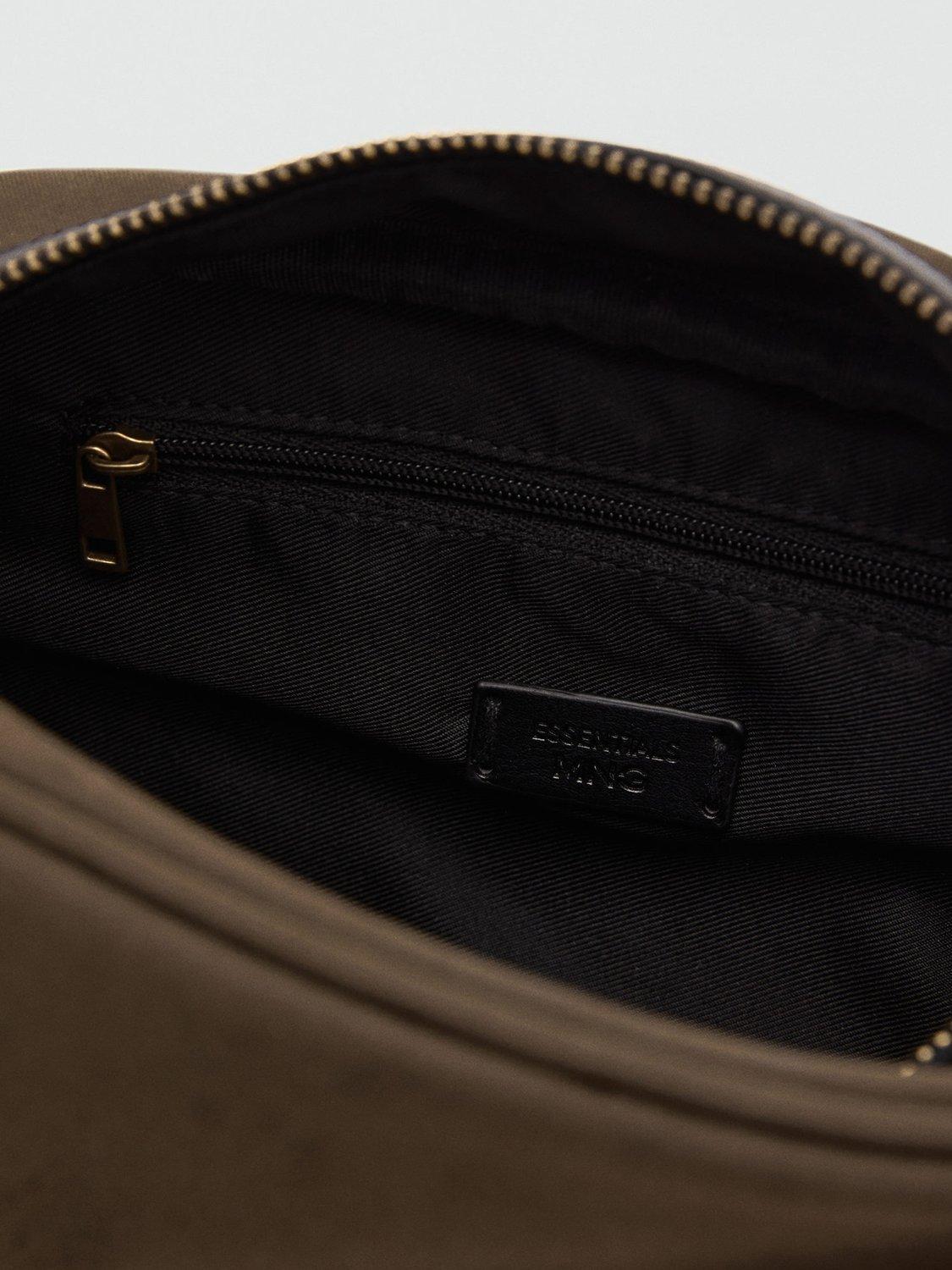 Product image 4 of 4, which shows Mango Leather Blend Wash Bag, Khaki