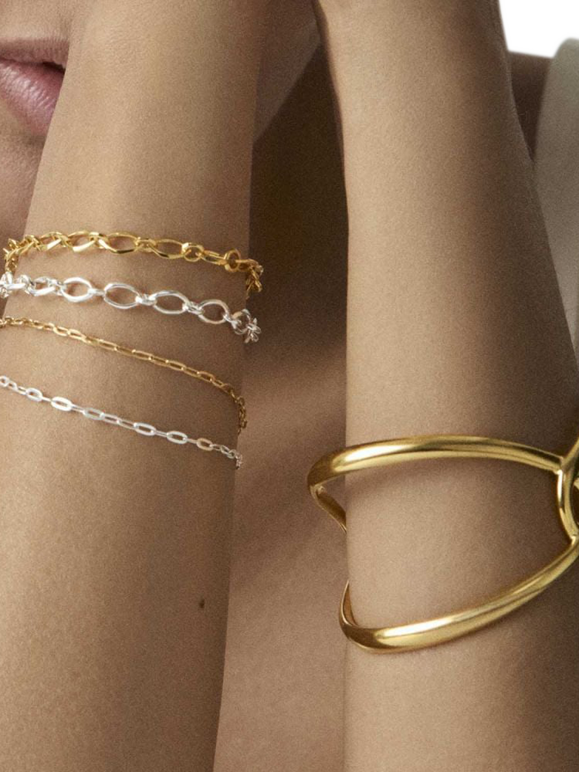 Product image 3 of 4, which shows Dinny Hall Mini Paperclip Chain Bracelet, Gold